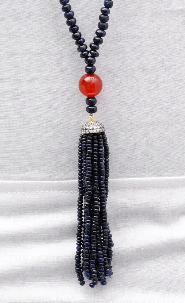 42" Inches Blue Sapphire & Carnelian Gemstone Beaded Necklace NS-1725