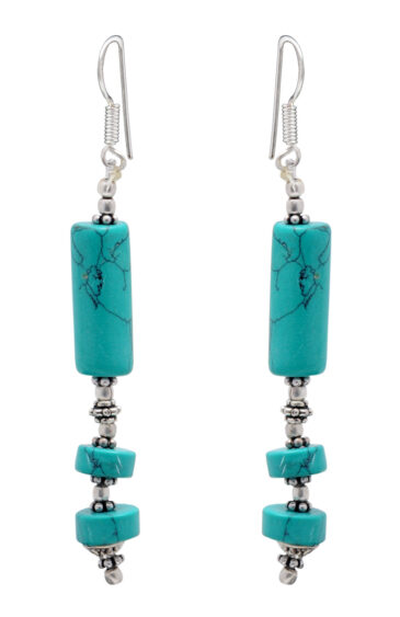 Turquoise Gemstone Beaded Earring In .925 Sterling Silver ES-1728