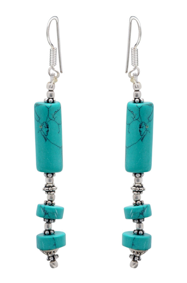 Turquoise Gemstone Beaded Earring In .925 Sterling Silver ES-1728