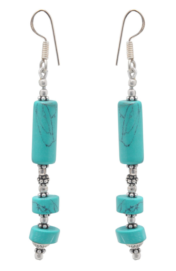 Turquoise Gemstone Beaded Earring In .925 Sterling Silver ES-1728