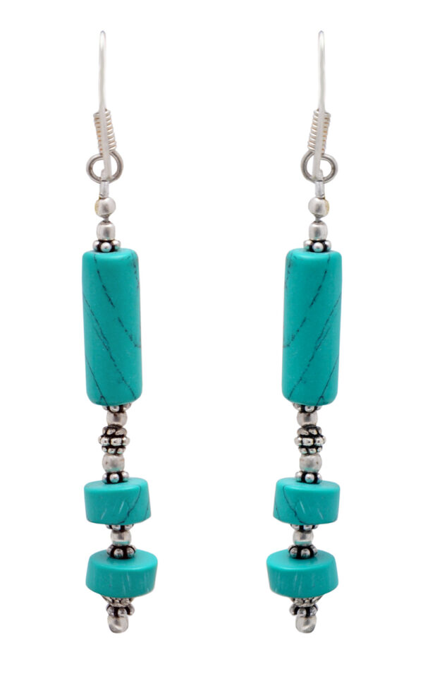 Turquoise Gemstone Beaded Earring In .925 Sterling Silver ES-1728