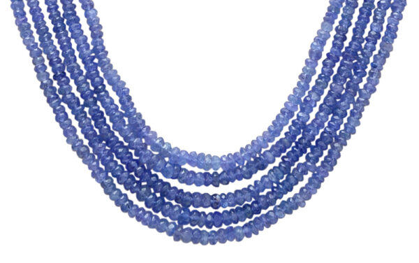 5 Rows of Tanzanite Gemstone Faceted Bead Necklace With Silver Element NS-1730