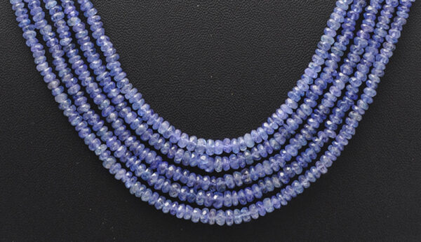 5 Rows of Tanzanite Gemstone Faceted Bead Necklace With Silver Element NS-1730