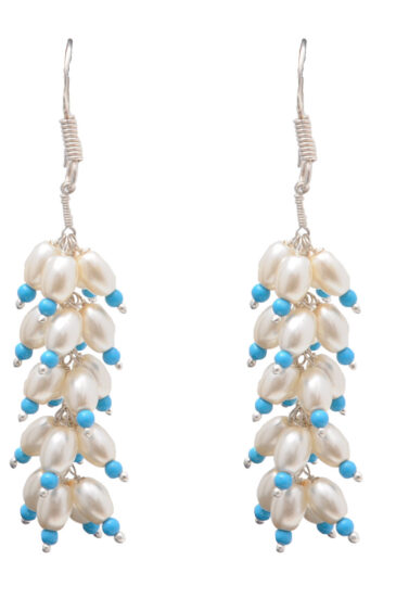 Pearl & Turquoise Gemstone Earring In 925 Sterling Silver ES-1732