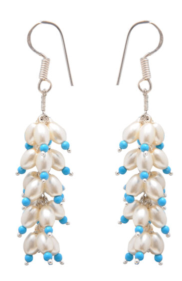 Pearl & Turquoise Gemstone Earring In 925 Sterling Silver ES-1732