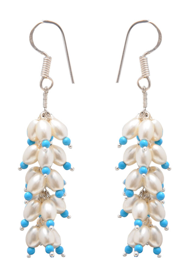 Pearl & Turquoise Gemstone Earring In 925 Sterling Silver ES-1732