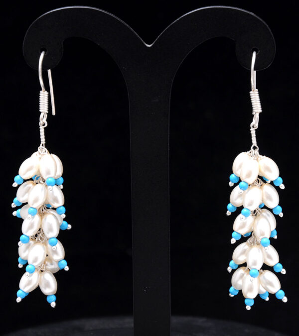 Pearl & Turquoise Gemstone Earring In 925 Sterling Silver ES-1732