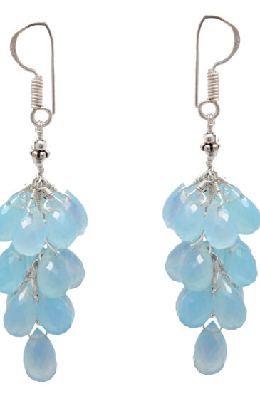 Blue Chalcedony Gemstone Drop Earring In 925 Sterling Silver ES-1734