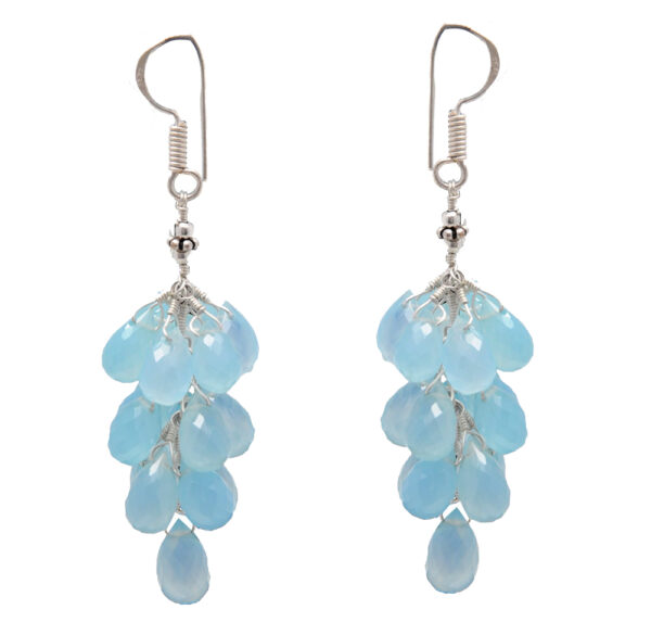 Blue Chalcedony Gemstone Drop Earring In 925 Sterling Silver ES-1734