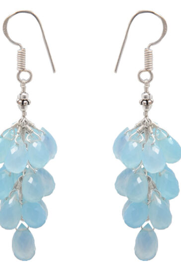 Blue Chalcedony Gemstone Drop Earring In 925 Sterling Silver ES-1734