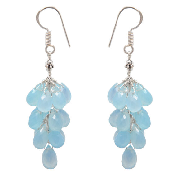 Blue Chalcedony Gemstone Drop Earring In 925 Sterling Silver ES-1734