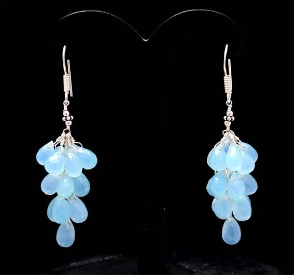 Blue Chalcedony Gemstone Drop Earring In 925 Sterling Silver ES-1734