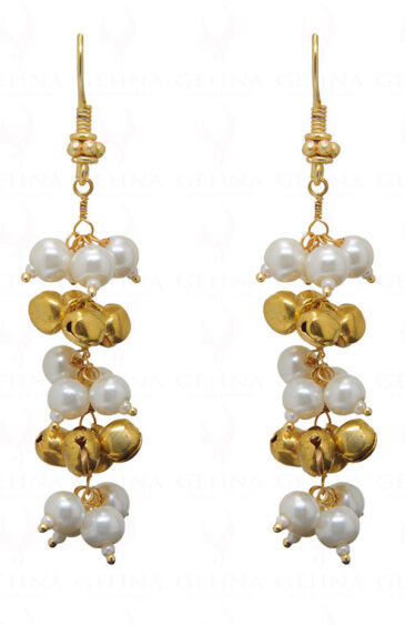 Pearl & Anklet Bells Knotted Earrings ES-1735