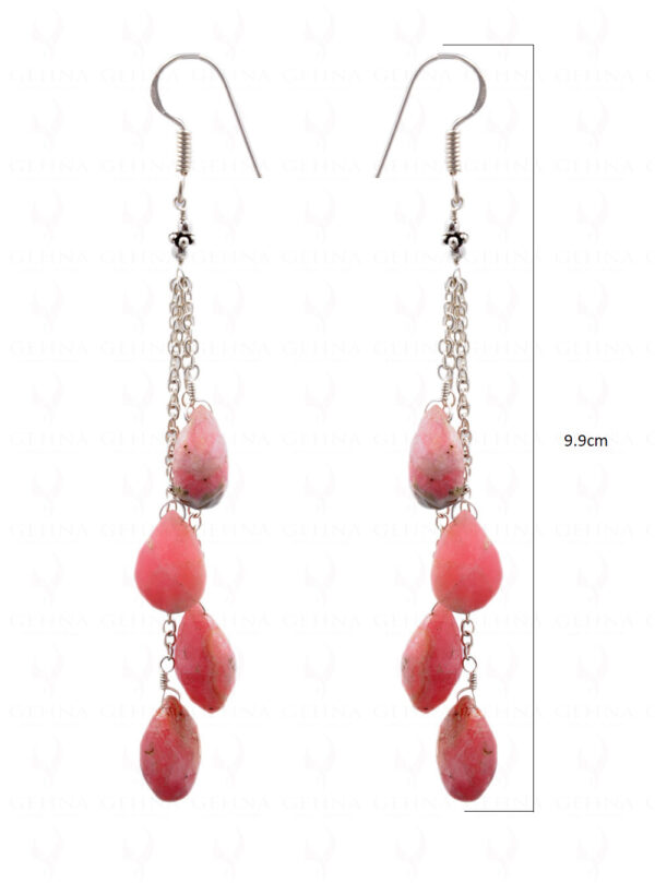 Rhodochrosite Gemstone Almond Shape Bead Earrings ES-1736