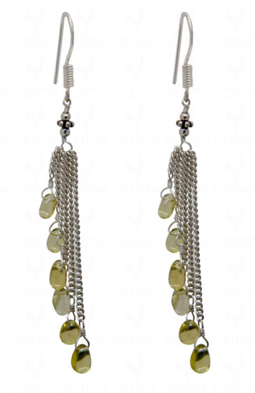 Lemon Topaz Gemstone Drop Shape Bead Earrings ES-1737
