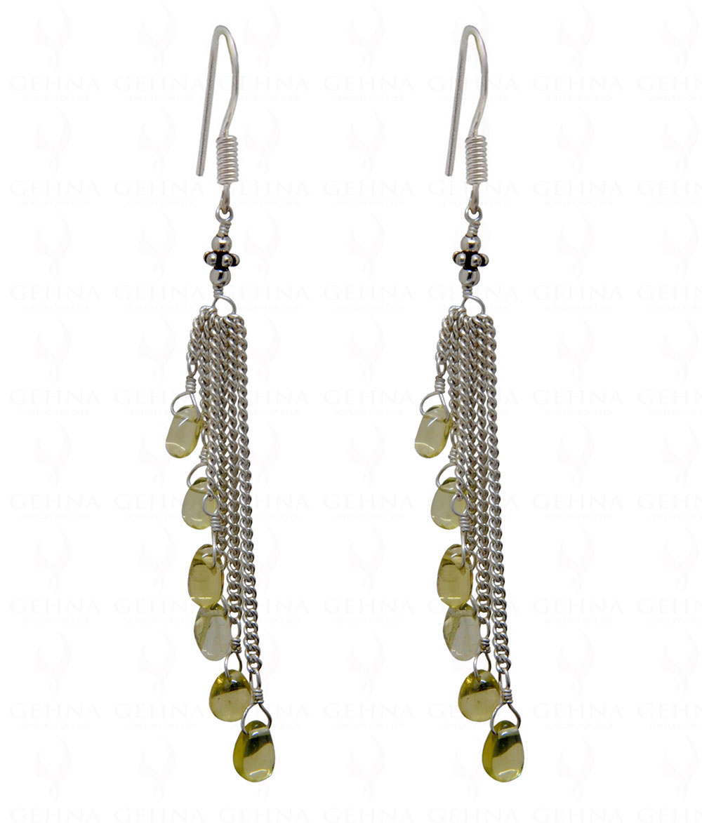 Lemon Topaz Gemstone Drop Shape Bead Earrings ES-1737