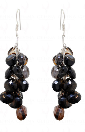 Onyx Gemstone Faceted Tabeez Shape Bead Earrings ES-1738