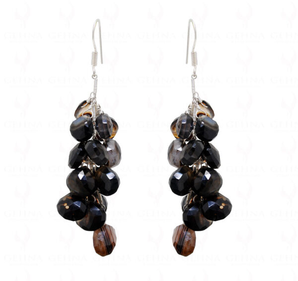 Onyx Gemstone Faceted Tabeez Shape Bead Earrings ES-1738