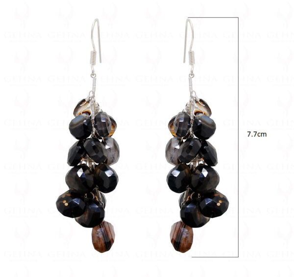 Onyx Gemstone Faceted Tabeez Shape Bead Earrings ES-1738