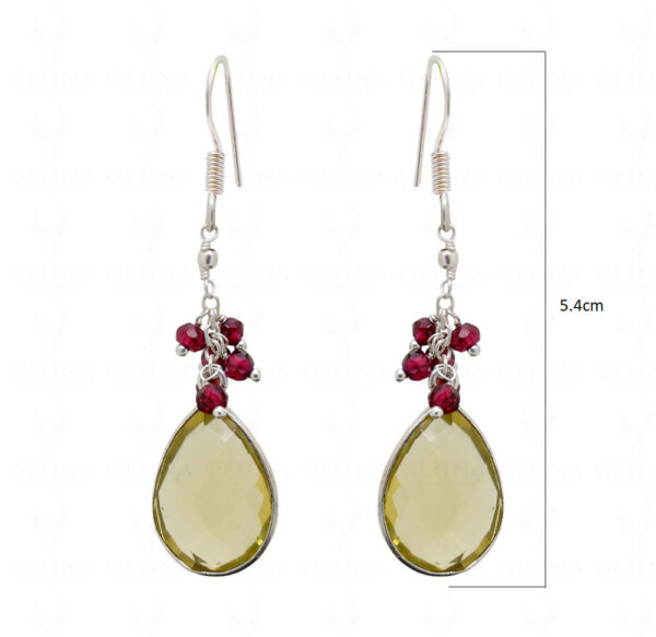 Lemon Topaz & Red Garnet Gemstone Bead Earrings ES-1739