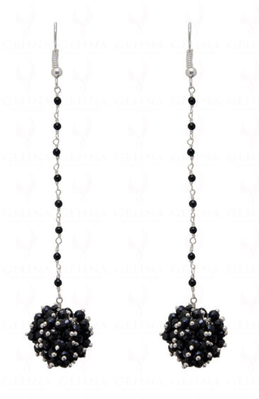 Black Spinel Faceted Beads Ball Shape Earrings ES-1740