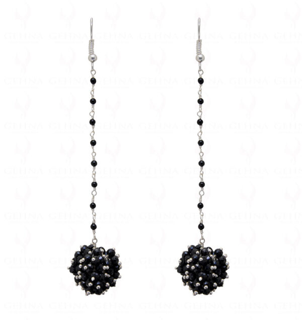 Black Spinel Faceted Beads Ball Shape Earrings ES-1740