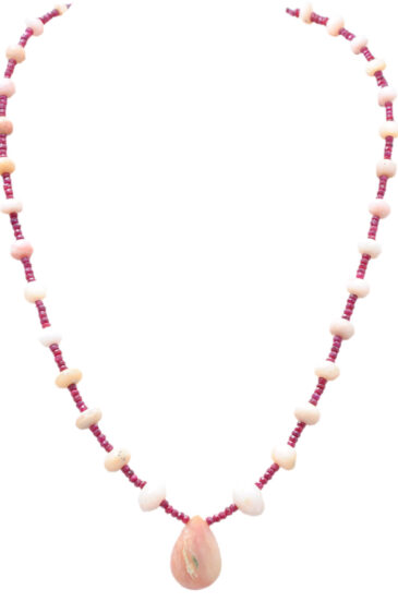 Ruby & Opal Gemstone faceted Round Shape Bead Necklace NS-1740