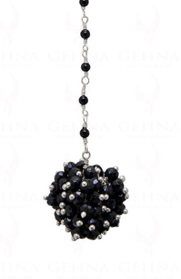 Black Spinel Faceted Beads Ball Shape Earrings ES-1740