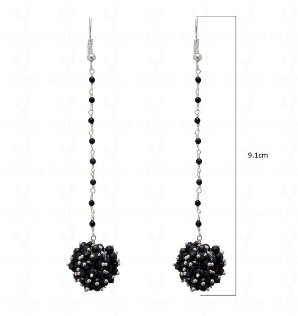 Black Spinel Faceted Beads Ball Shape Earrings ES-1740