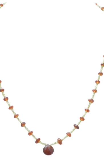 Hessonite Garnet & Peridot Gemstone Faceted Bead Necklace NS-1741