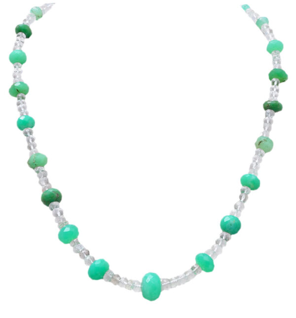 Aquamarine & Chrysoprase Gemstone faceted Bead Necklace NS-1742