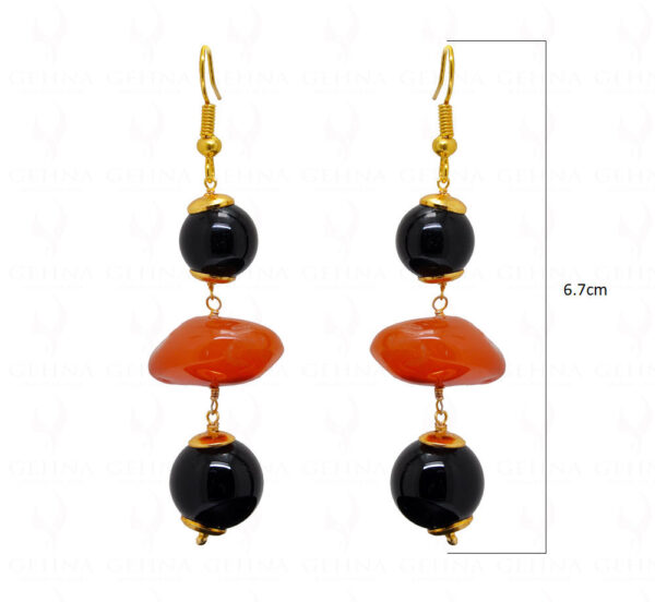 Black Onyx & Carnelian Gemstone Bead Earrings ES-1742