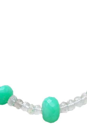 Aquamarine & Chrysoprase Gemstone faceted Bead Necklace NS-1742