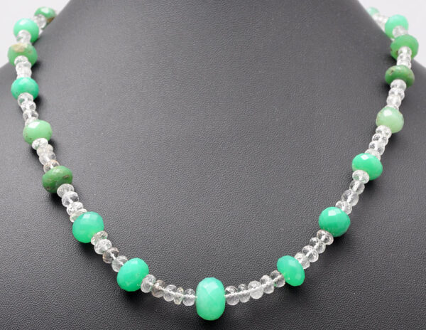 Aquamarine & Chrysoprase Gemstone faceted Bead Necklace NS-1742