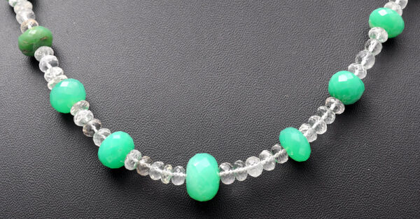 Aquamarine & Chrysoprase Gemstone faceted Bead Necklace NS-1742