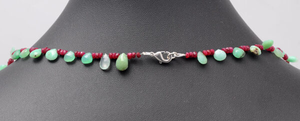 Ruby & Chrysoprase Gemstone Faceted Pear Shaped Beaded Necklace NS-1743