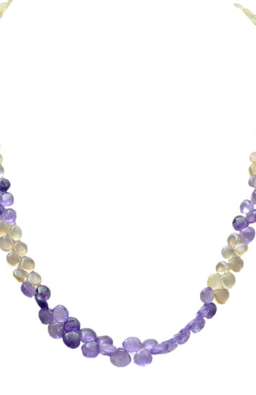 Lemon Topaz & Amethyst Gemstone Almond Shaped Necklace NS-1744