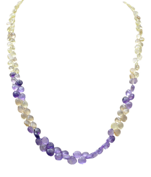 Lemon Topaz & Amethyst Gemstone Almond Shaped Necklace NS-1744