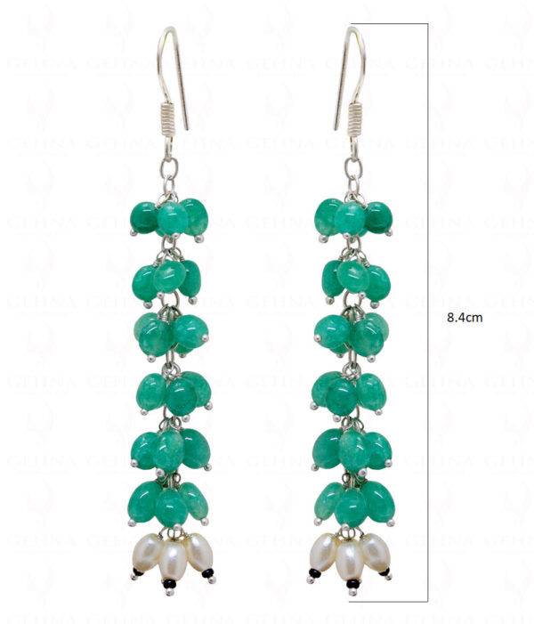 Suzanne Pearl & Emerald Oval Shape Bead Earrings ES-1744