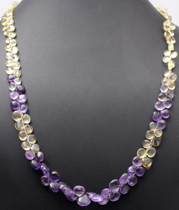 Lemon Topaz & Amethyst Gemstone Almond Shaped Necklace NS-1744