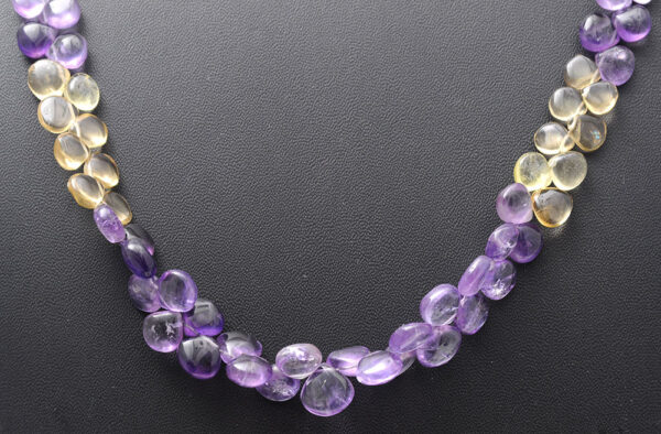 Lemon Topaz & Amethyst Gemstone Almond Shaped Necklace NS-1744