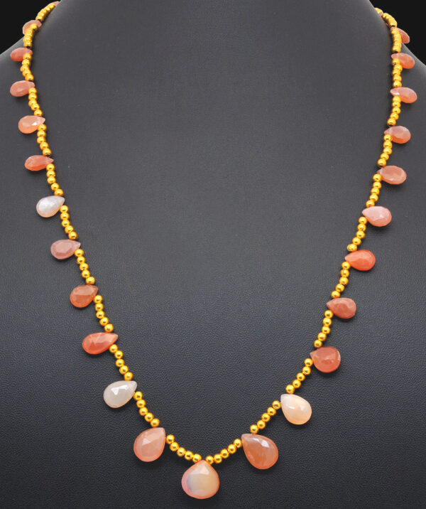 Multi Color Rainbow MooNS-tone & Golden Element Necklace NS-1745