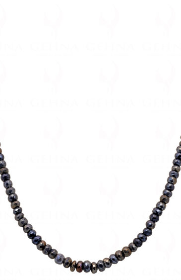 Black Pyrite Gemstone Faceted Bead Necklace NS-1746