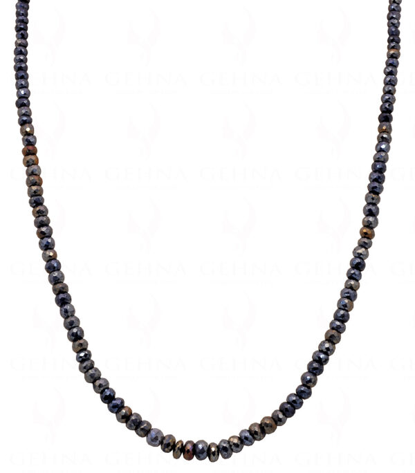 Black Pyrite Gemstone Faceted Bead Necklace NS-1746