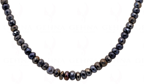 Black Pyrite Gemstone Faceted Bead Necklace NS-1746