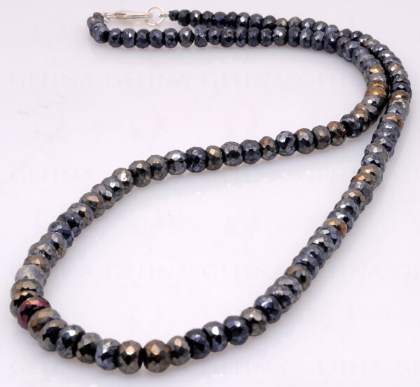 Black Pyrite Gemstone Faceted Bead Necklace NS-1746