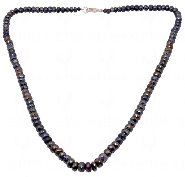 Black Pyrite Gemstone Faceted Bead Necklace NS-1746