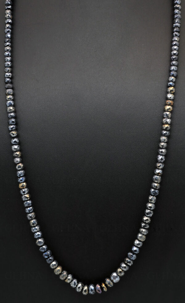 Black Pyrite Gemstone Faceted Bead Necklace NS-1746