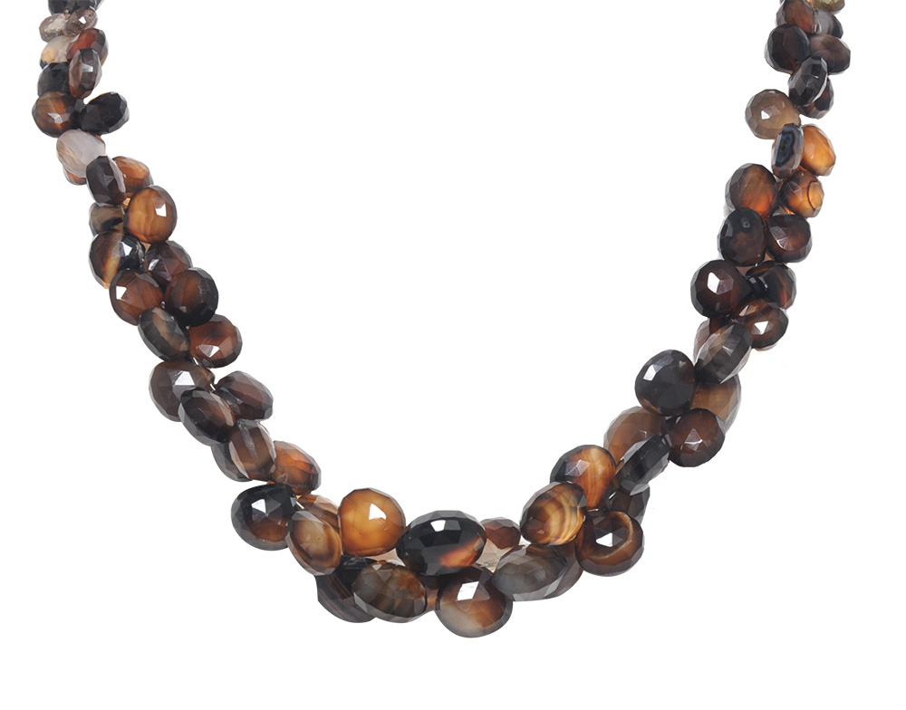 Lace Agate Faceted Tabeez Shape Gemstone Bead Necklace NS-1747