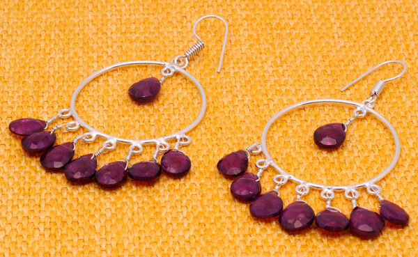 Rhodolite Garnet Gemstone Almond Shape Bead Earrings ES-1747